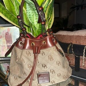 Dooney & Bourke Beige and Brown Shoulder Bag
